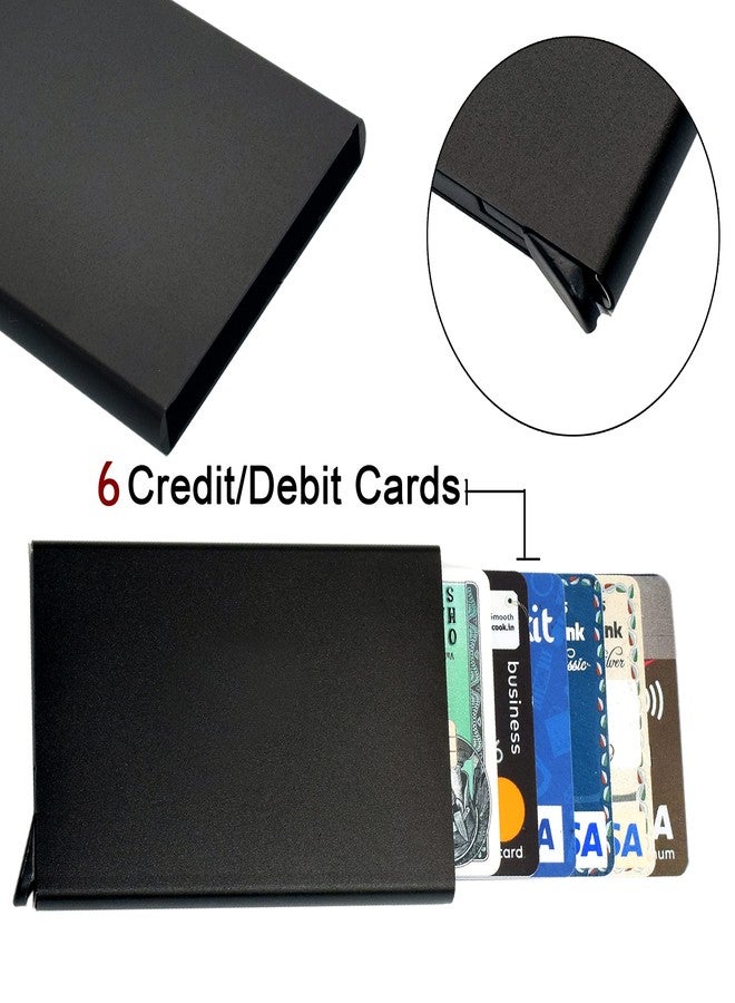 SNDIA Black Metal RFID Blocking Aluminum Pop Up Smart Credit Debit ATM Card Holder Case Wallet for Men Women -(6cm x 0.9cm x 9.5 cm) - Image 3